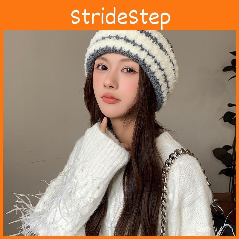 Knitting Wool Textured Beanie Women Cap Ear Protection Loose Fit Seasons Cold