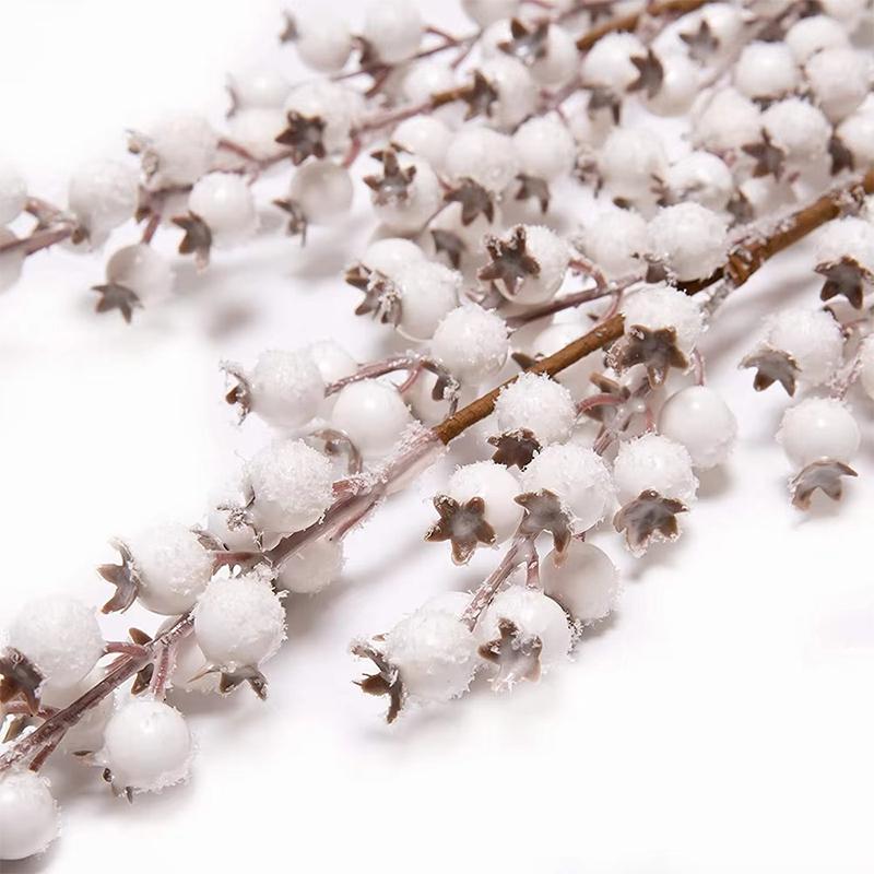 1Pcs 58cm Artificial White Berries Stems Christmas Berry Branches For Flowers Arrangements&Home DIY Crafts Fake Snow Tree Decora