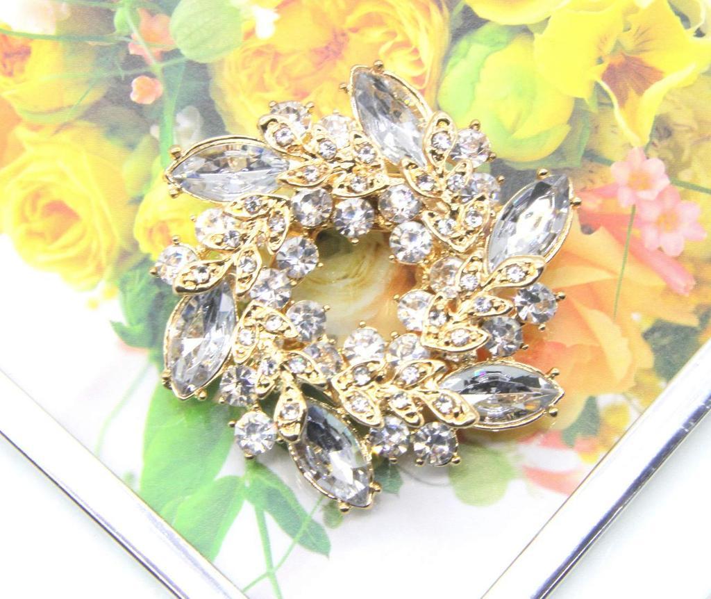 MiaoMiao Super Cyrkonia Sześcienna Ametyst Wieniec Kwiat Liść Pierścionek Klips do Szalika Broszka Dodatek dla Kobiet (Jasny)