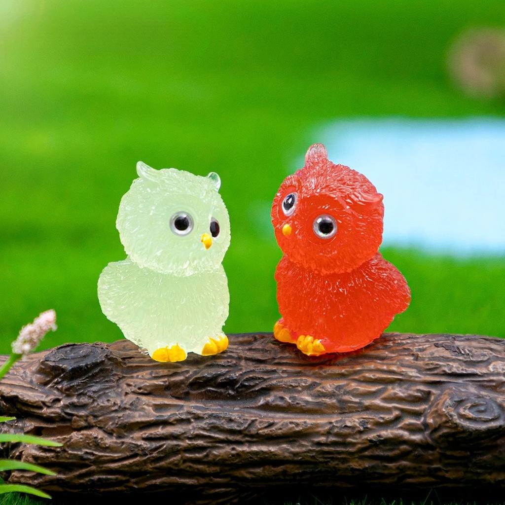 30 szt. Świecące Mini Sowy Mikro Ozdoby Zwierzątka Figurki Zwierząt Świecące w Ciemności Rośliny Ozdoby do Doniczek Akcesoria do Mikro Krajobrazów