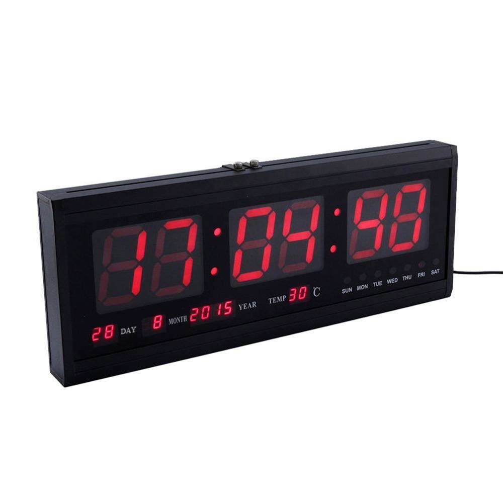 Buy 18.9‘‘ Large LED Calendar Wall Clock with Date Indoor Temperature for Living Room Office