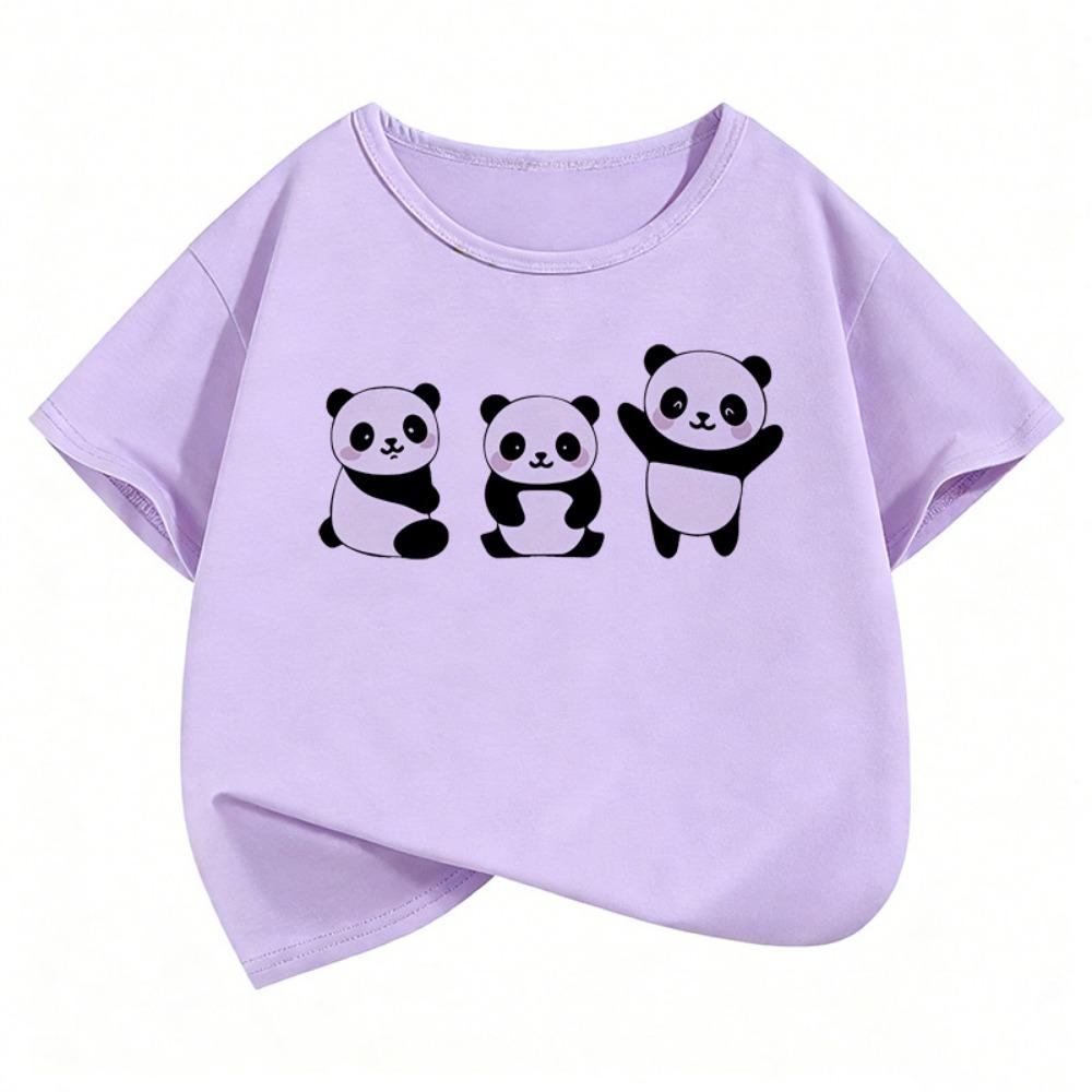 New 2026 Happy Panda Cute T Shirts Short Sleeve Kids Children's T-shirt Boys Girls Summer Spring Casual Top Tee Shirt
