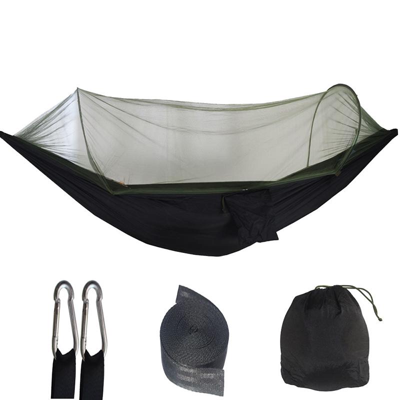 Outdoor Camping Hammock With Mosquito Net Lightweight Hanging Hammocks High Strength Parachute Fabric Hanging Bed Net