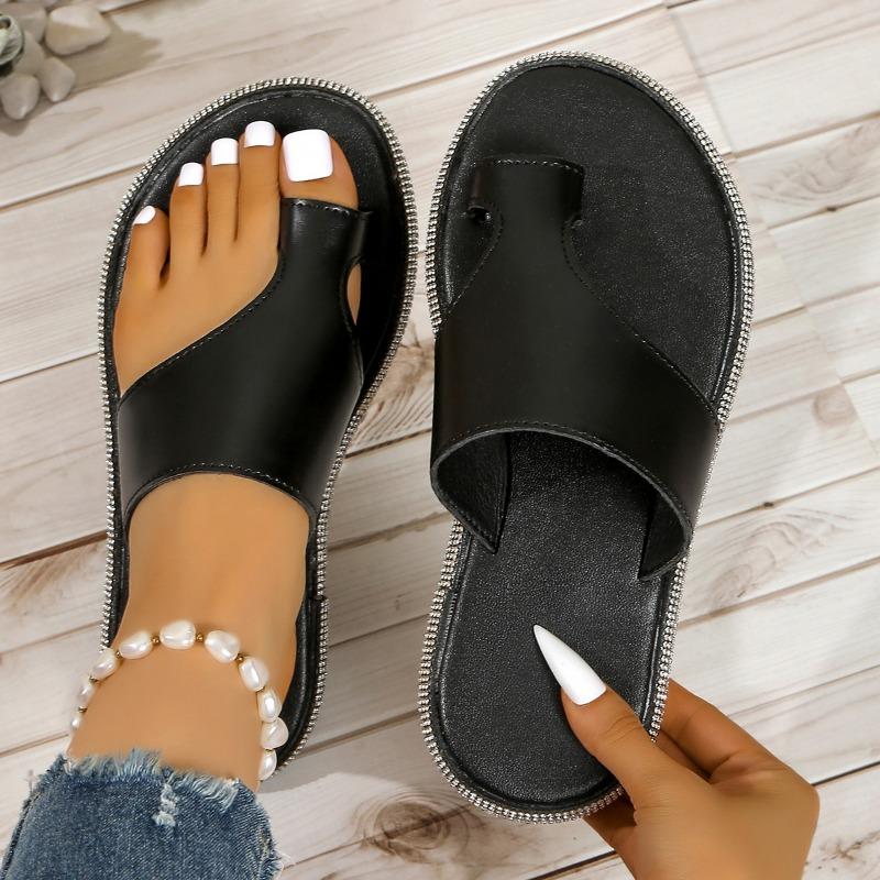 Set of toe slippers women's summer new large size rhinestone thick bottom comfortable beach cool slippers