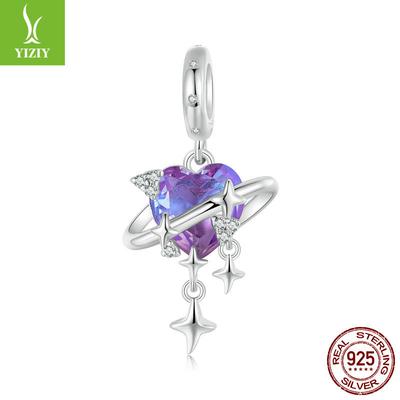 Accessori Pendente Stellato Cambiamento Graduale Viola e Rosa Romantico Fai da Te, Bracciale Perline in Argento Sterling S925 Amore Onirico