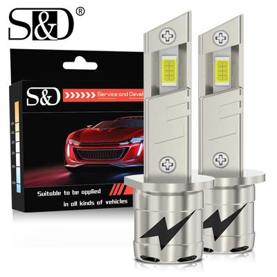 2Pcs H1 H3 LED Bulbs Headlight Turbo Lamps Mini 20000LM 6500K 16 Core CSP Chips Super Bright High Low Beam for Car Fog Lights 12V White Automobile