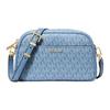 Jet Set Logo Classic Coated Canvas Shoulder Bag Small Women's Blue