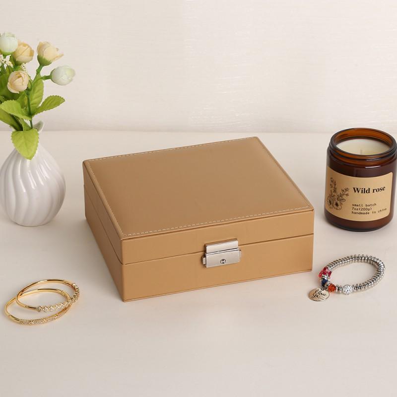 Multi-Layer Large Capacity Jewelry Organizer Box With Lock PU Leather Storage Earrings Bracelets Necklaces