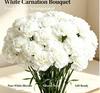 5 Pièces Décoration de Mariage de Jardin Œillet Blanc Bouquet de Fleurs Artificielles Pour Décoration de Pièce de Maison Ornement de Vase Bricolage Fleur Artificielle
