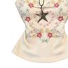 French retro flower embroidered bow strap sling vest women's summer new temperament age-reducing slim-fit top