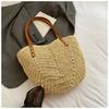 Straw Bag Women's New Seaside Vacation Beach Woven Bag Large Capacity Shoulder Bag Tote Straw Bag Vegetable Basket