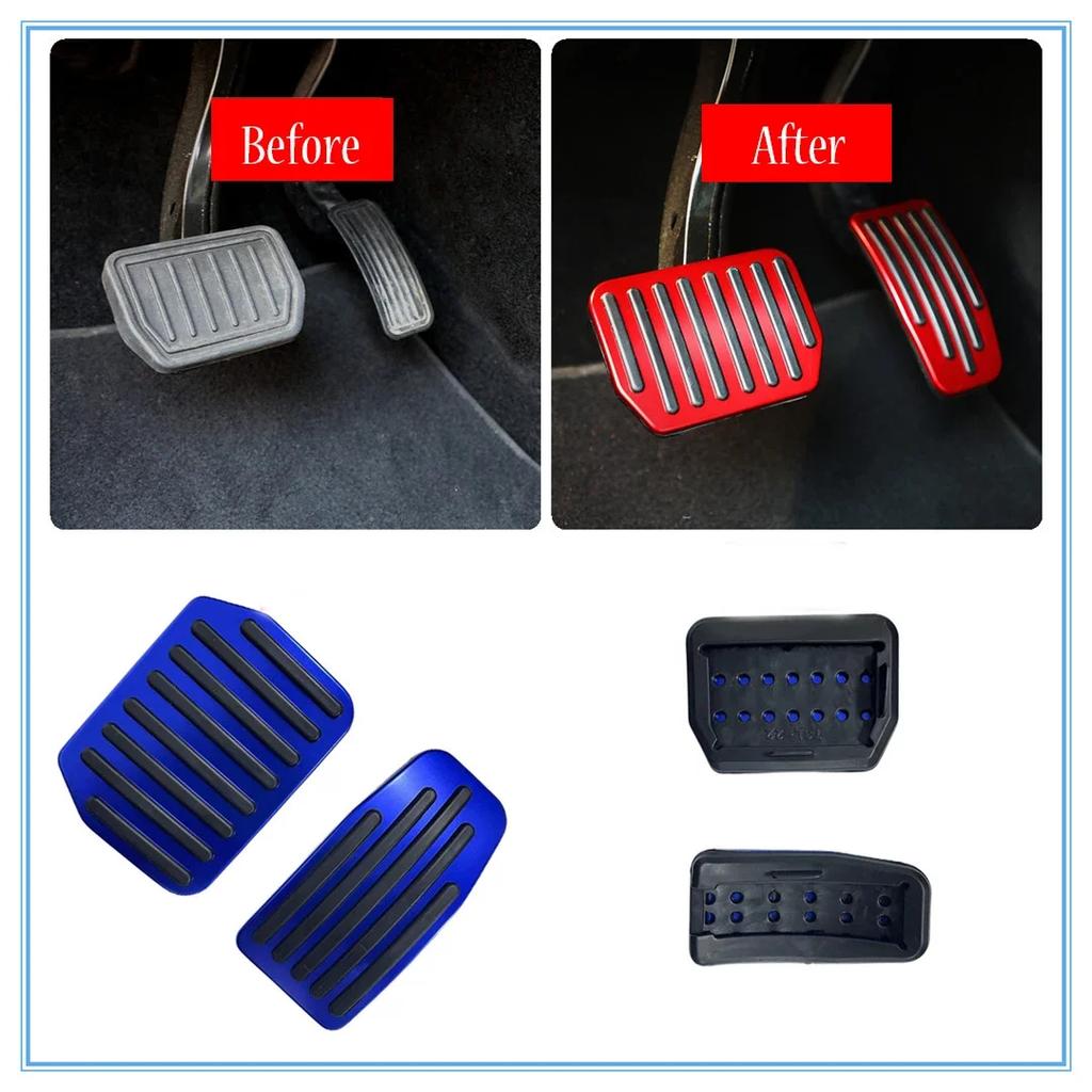 Car Foot Pedal Pads Covers For 2021-2023 Tesla Model 3 Y Aluminum Alloy + Rubber Anti-slip Accelerator Brake Rest Pedal