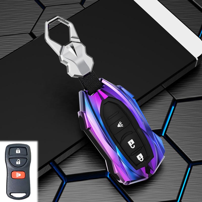 Zinc Alloy Car Key Cover For Nissan 350Z Maxima Sentra Armada Titan Kicks Murano Smart Remote Control Protect Case Keychain
