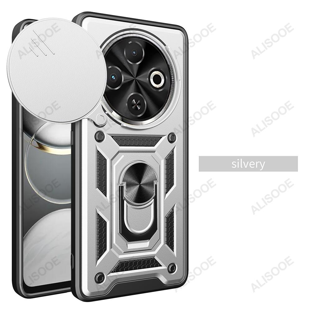 Armor Funda for Tecno Spark 30C 4G (KL5, Kl5n) Case Slide Camera Lens Protect Ring Stand Back Cover for Tecno Spark 30C Capa