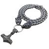 Collier Viking Nordique Marteau de Thor & Tête de Loup pour Homme - Bijoux de Style Norvégien