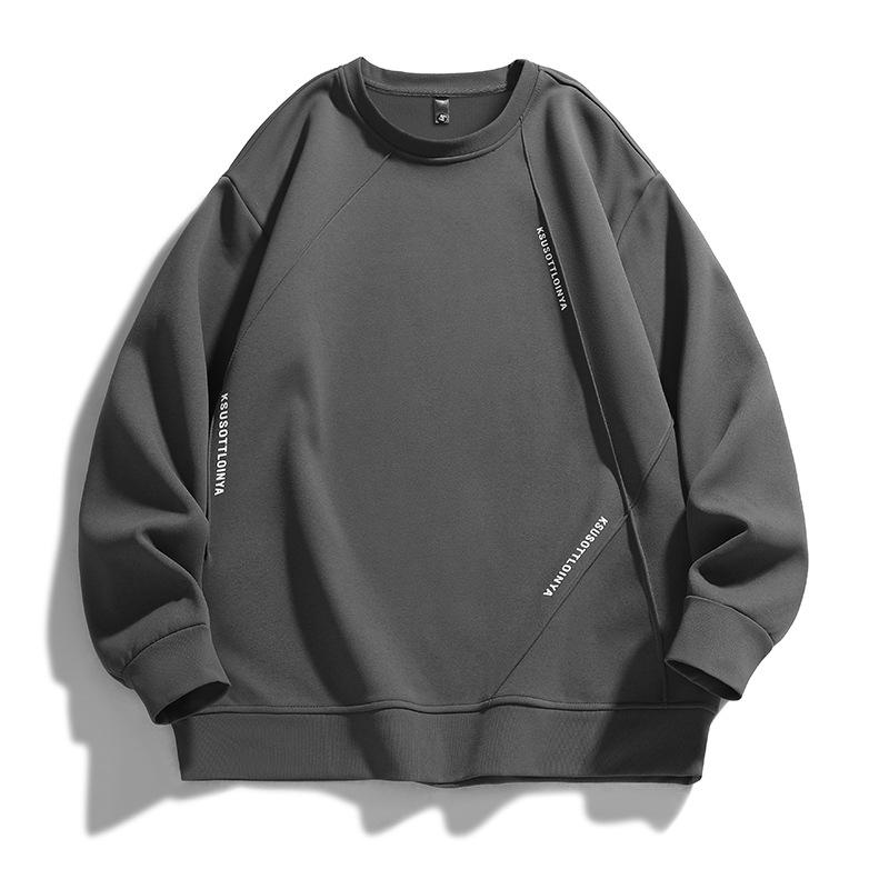 Spring Round Neck Loose Sleeved T-shirt for Men, Versatile Hoodie