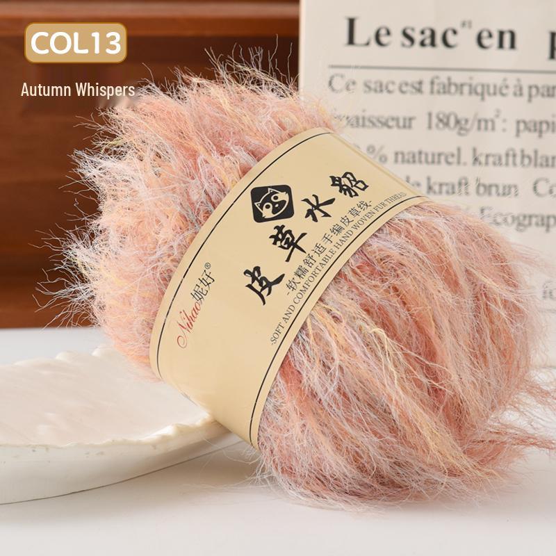 Hand-Knitted Coral Velvet Mink Yarn Pack for Scarves & DIY Projects