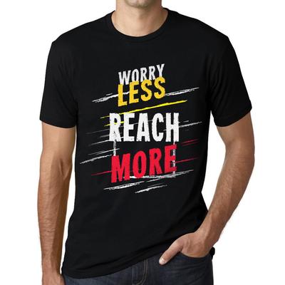 Men's Vintage Tee Shirt Graphic T Shirt Worry Less Reach More Deep Black White Text