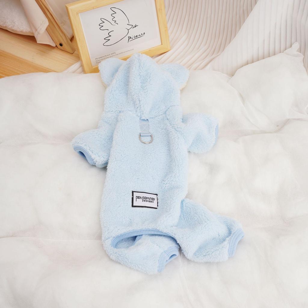 Cat and Dog Clothing Pet Autumn and Winter Plush Jumpsuit Pet Four Legged Pajamas Teddy Bear Small Dog Clothing Puppy Clothes