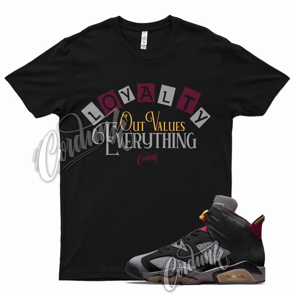 Black LOYALTY Shirt for Air J1 6 Bordeaux Graphite Dark Grey Maroon Charcoal 4XL
