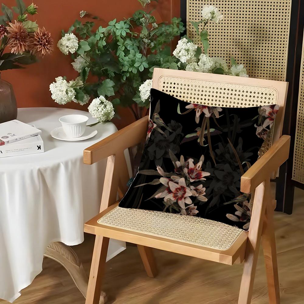 Classic A-Allsaints Floral Cushion Cover Silky Short Plush Invisible Zipper Dustproof Sofa Pillow Case For Home Decor