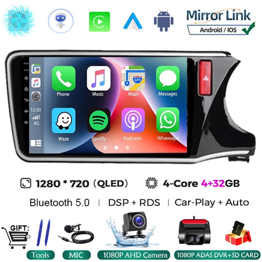 10" Android 14 Player For Honda City Grace RHD 2014 2015 2016 2017 Car Head Unit Radio Stereo Multimedia GPS DVD Touch Screen