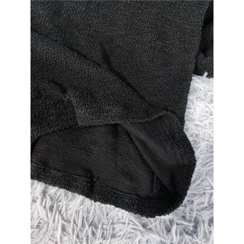 Export Single H Home Texture Uneven Feel Cotton Capable Work Clothing Ol Black Dress Low-Cut Sexy Design Long Sleeve Skirt