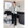 Pajamas for Women In Autumn and Winter New Half-velvet Wearable Thickened Knitted Shirt Home Clothes Set