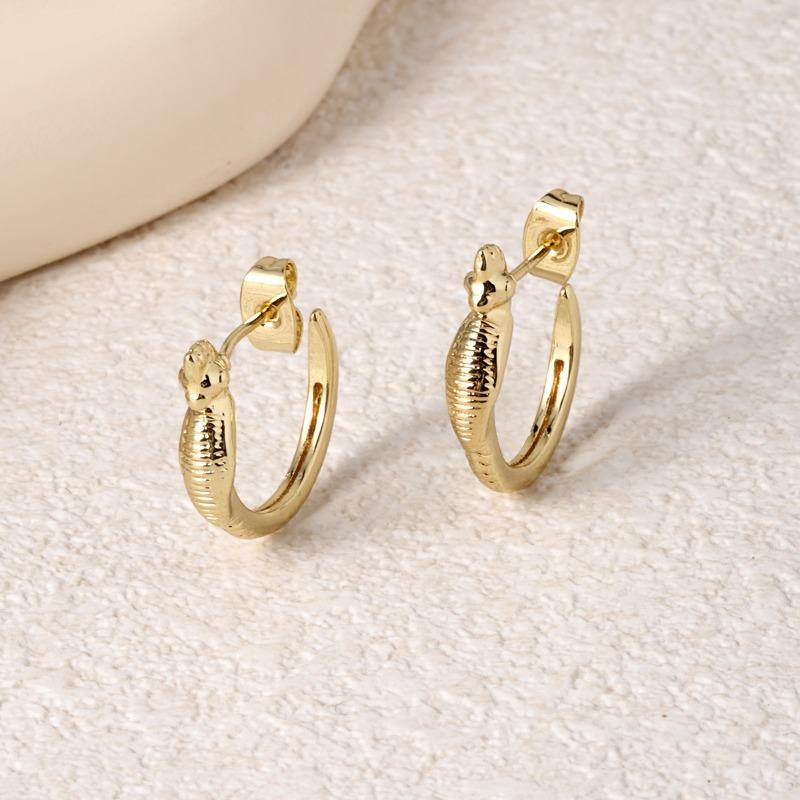 Huajie Персональные Роскошные Золотого Цвета Серьги-Кольца в Форме Змеи для Женщин Простой Офисный Стиль Мода