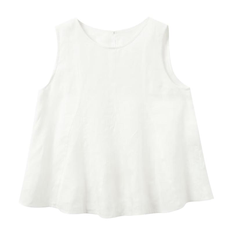 Women s 100% Linen Sleeveless Round Neck Top