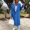 Moda feminina outono e inverno manga comprida lapela longo tweed casaco corta-vento jaqueta