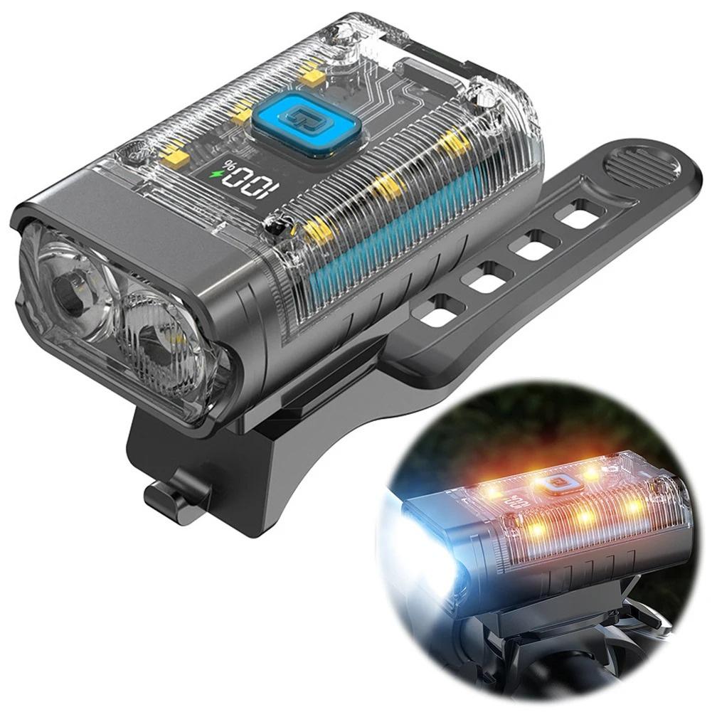 Bicycle Front Light, Dual-Beam Technology 350LM 4 Level Light, Type-C Rechargeable Safety Light With 1200mah Built-in Battery For Outdoor Night Cyclin