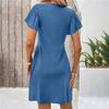 Women's V-Neck Twist Front Short Sleeve Dress Casual Loose Fit Mini Dress Elegant Party Dress