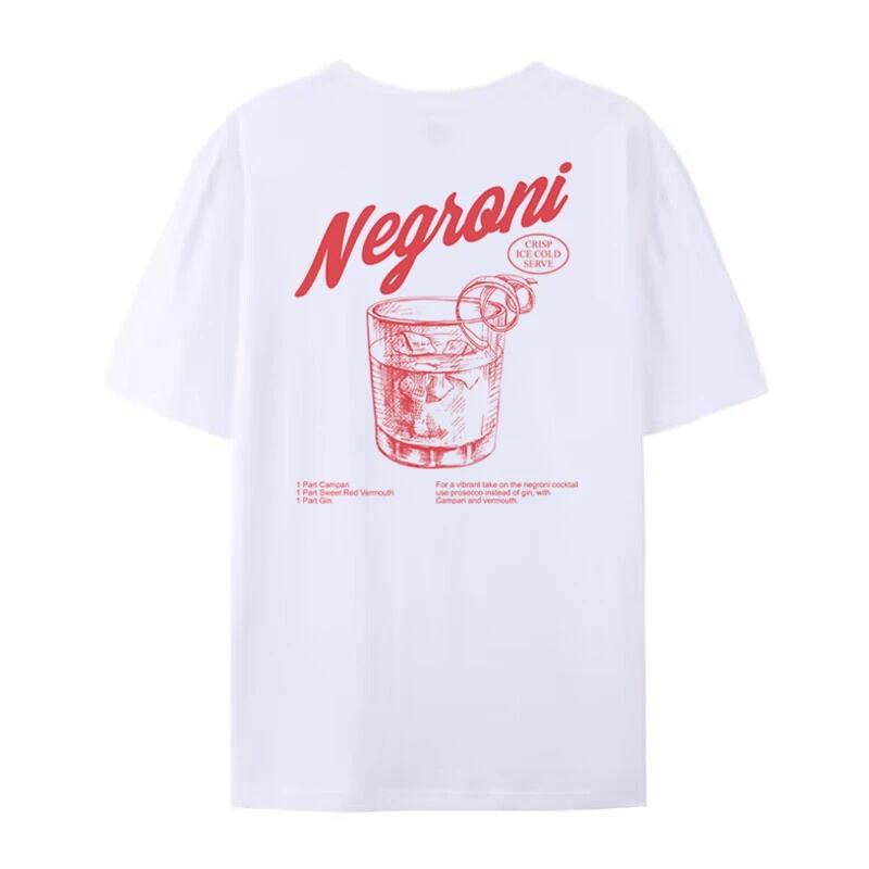 Negroni Women Back Print Retro Style TShirts Cocktail Drinking T Shirt Harajuku Streetwear Graphic Tees Unisex Vintage Clothing S