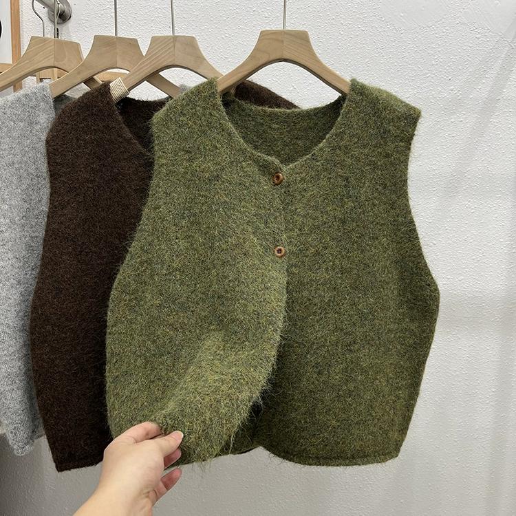 Dimanaf 2025 Vest Sweaters  Autumn Buttons Women Sleeveless Knitting Casual Style Loose Sweater