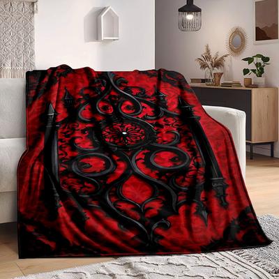 1pc Gothic Ornament Blanket Lightweight Blanket Throw Blanket For Sofa, Bed, Travel, Camping, Livingroom, Office, Couch, Chair Yy251010091