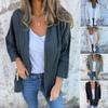 Damkappa Lös passform Basic krage Långärmad topp Enfärgad Öppen framsida Ytterplagg Vår Höst Casual Vardagsklädsel