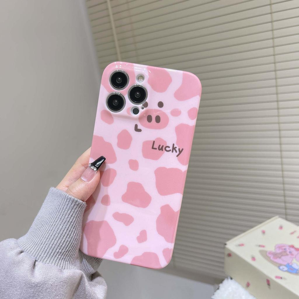 Leopard Pink Pig Cartoon Lovely Ins Capa For Iphone 11 12 Promax 14 Plus 13 Pro Max Soft Silicone Cute Shell Phone Case