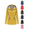 Women's Long Sleeve Hooded Jacket Drawstring Loose Fit Casual Windbreaker Raincoat Outerwear