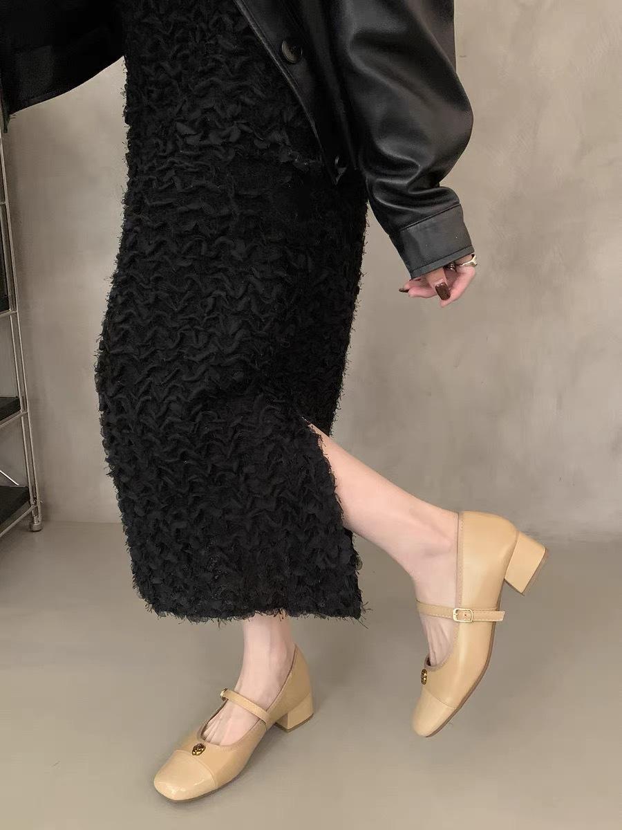 

Туфли Xiaoxiangfeng с неглубоким толстым каблуком, женские, весна-осень 2025 года, новые высококачественные нежные туфли в стиле французской ретро-туфли Мэри Джейн 39