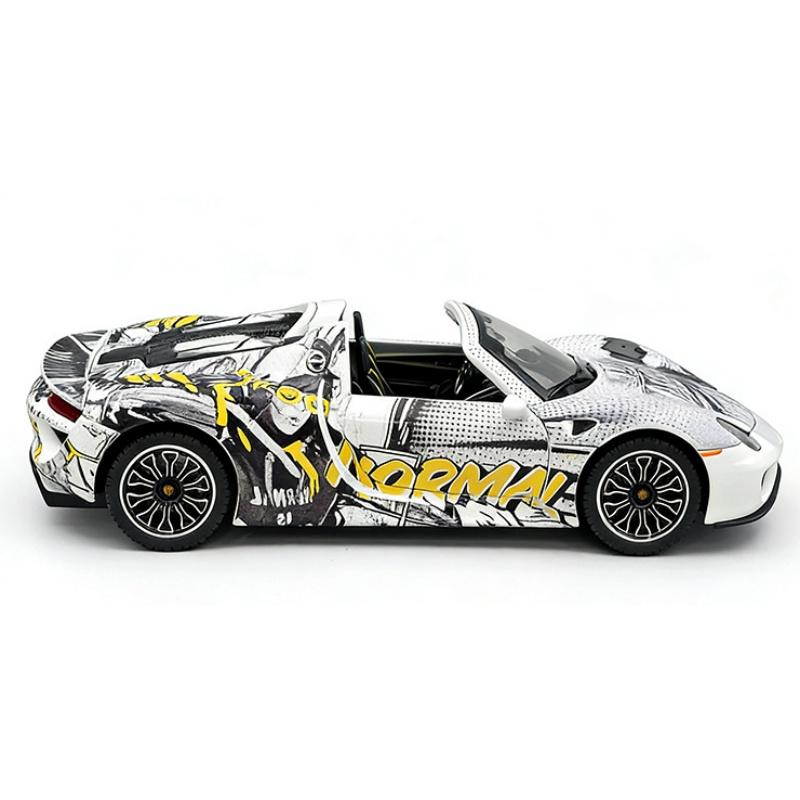 1/24 Porsche 918 Spyder Supercar Alloy Car Model Sound and Light Pull Back Children's Toy Collectibles Birthday Gift