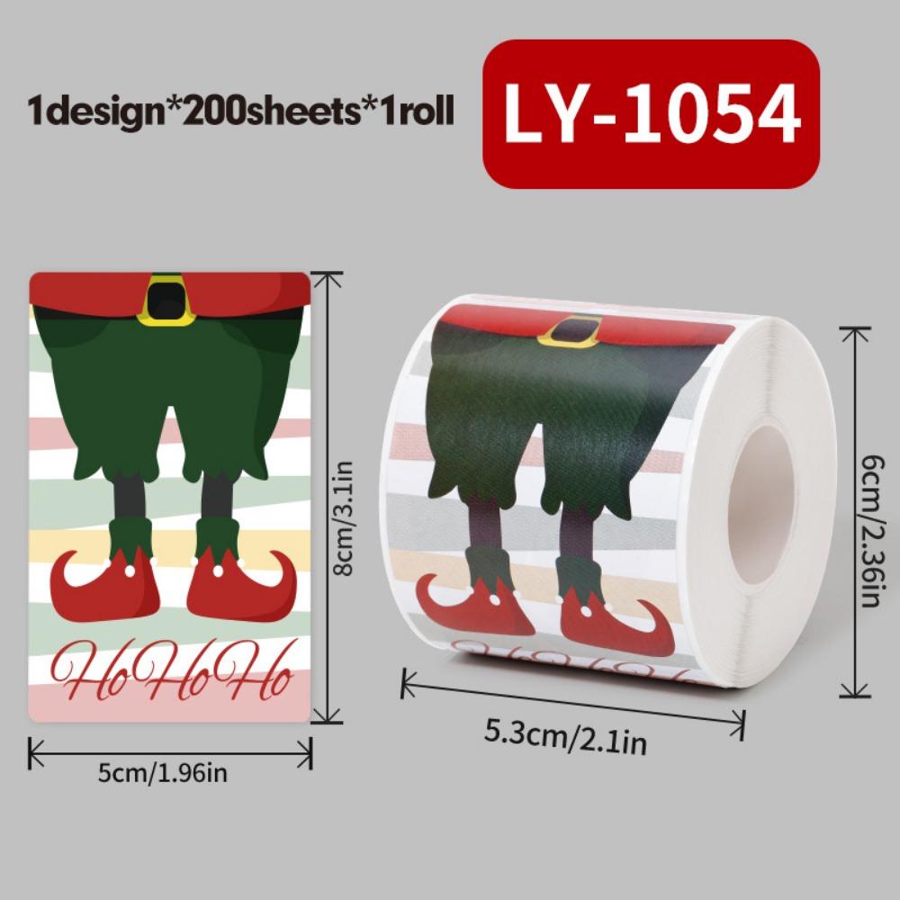 

200 шт. разноцветные рождественские наклейки прямоугольные мультяшные узоры рождественские бирки подарочная упаковка наклейки праздничное украшение -