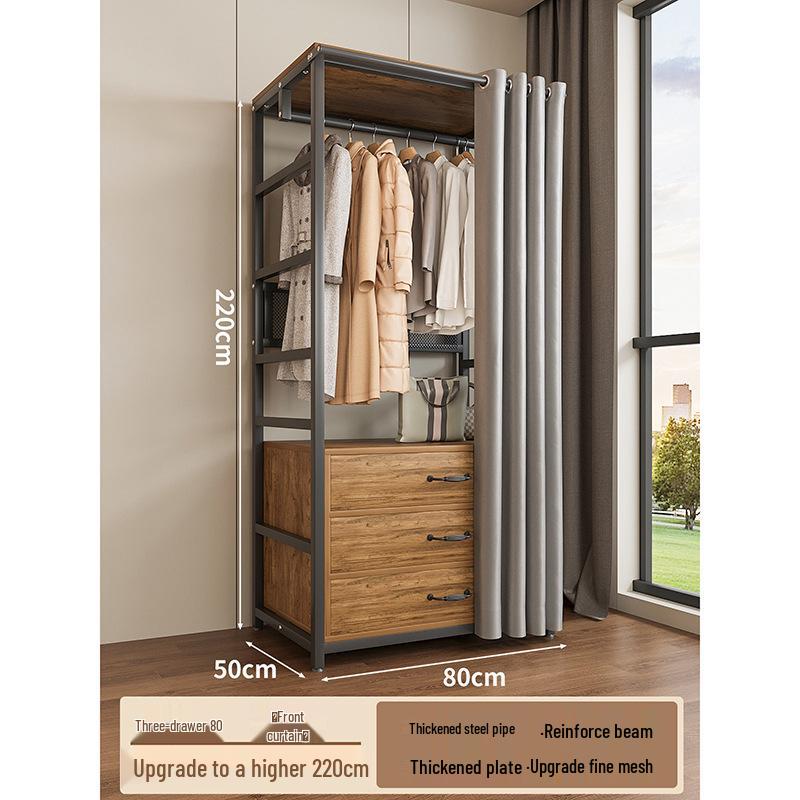 Metal Walk-In Wardrobe: Floor-Standing Clothes Rack, Open Garment and Hat Rack, Bedroom Shelf Assembly