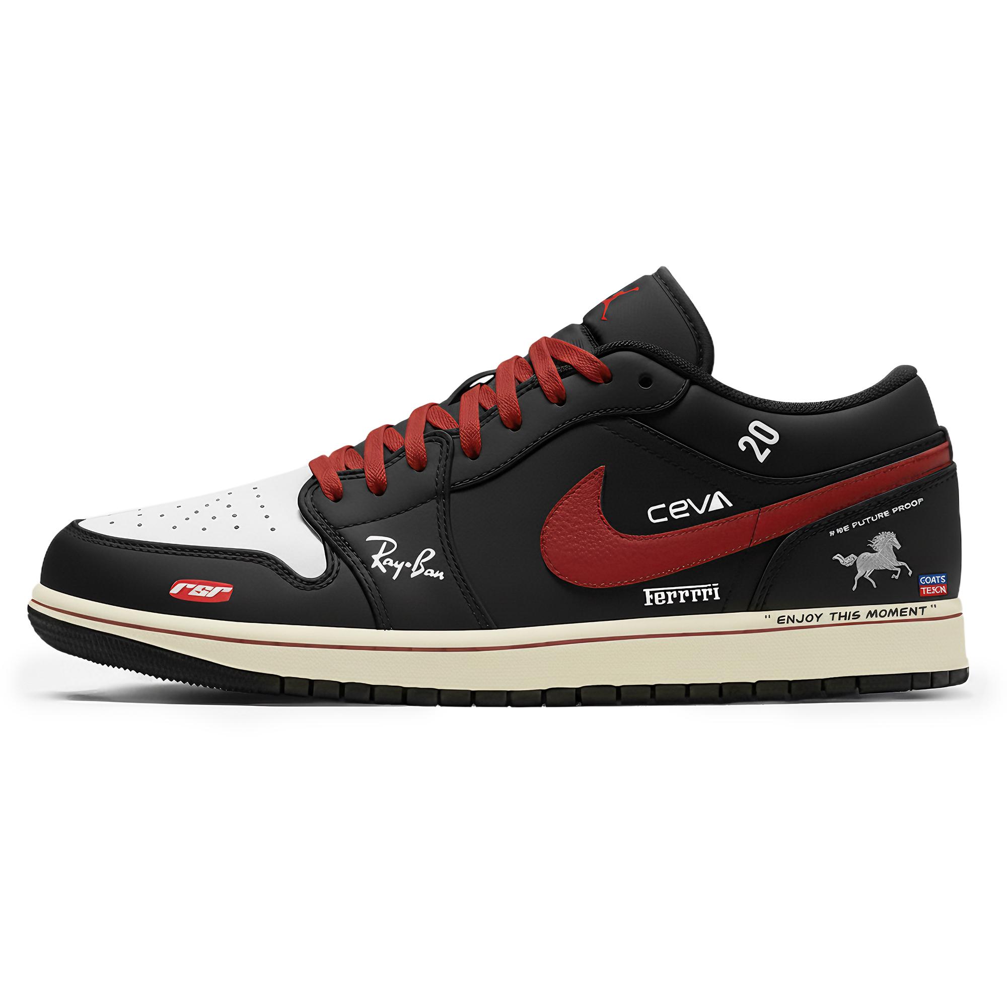 

Jordan Air Jordan 1 Low Three Times Laboratory, Horse Year, Mysterious Black Swift Abrasion Resistant Low top 553558-040(Team-) 46