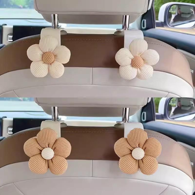 1/2/4PCS Multifunctional Flower Car Hooks Cute Flower Cute Car Seat Backrest Creative Storage Hooks Car Decorations