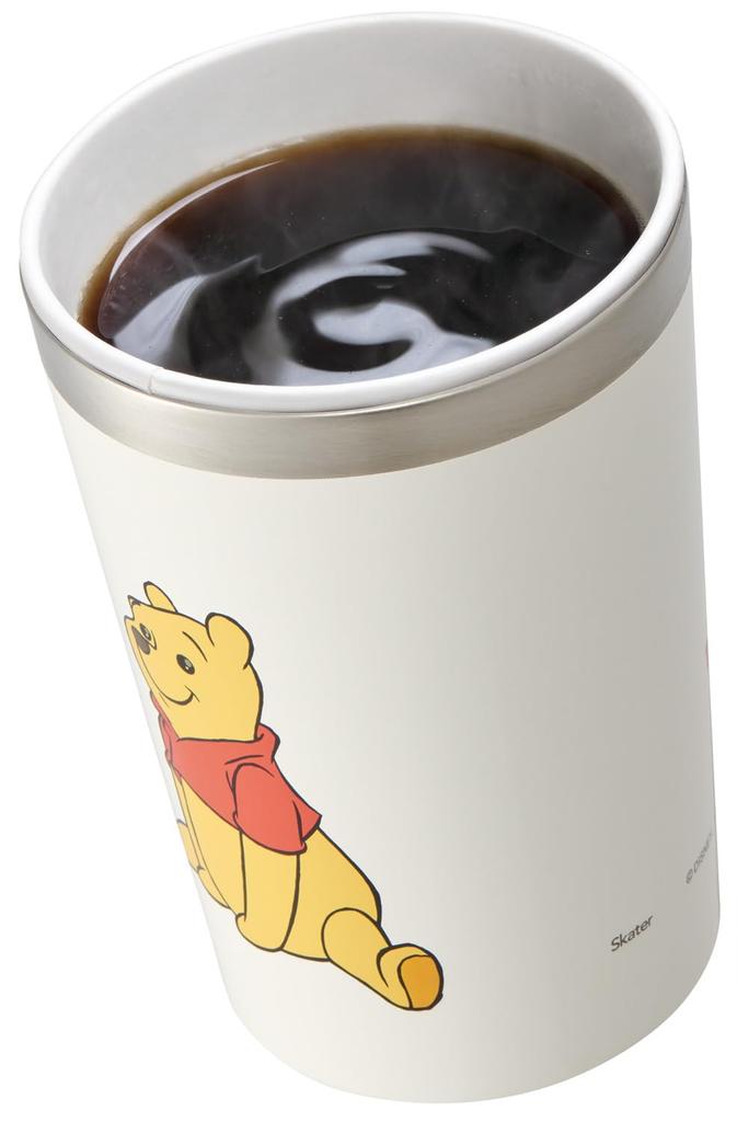 Skater Insulated Stainless Steel Tumbler for Convenience Store Coffee, 400ml, Medium, Disney Winnie the Pooh Funny Face Design, STCV2
