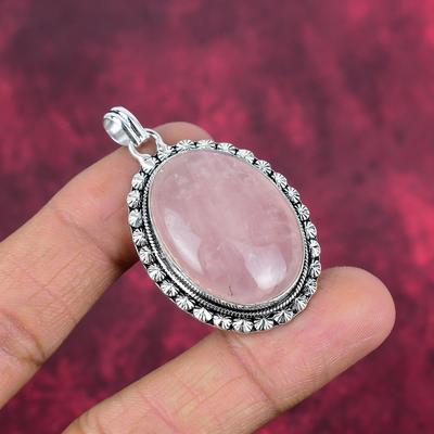Rosenquarz Schmuck, 925 Sterling Silber Anhänger, handgefertigter Edelsteinschmuck, Geschenke für die Frau, brandneuer Anhänger