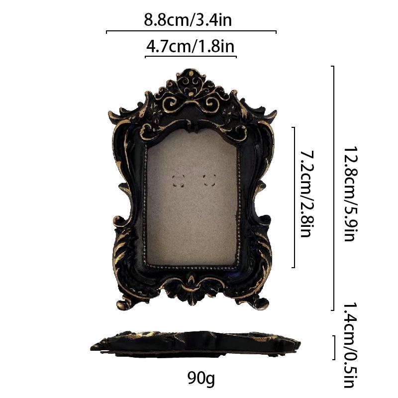 Elegance: Dark Resin Photo Frame & Retro Display Stand Photo Frame Stand (can be placed or hung)