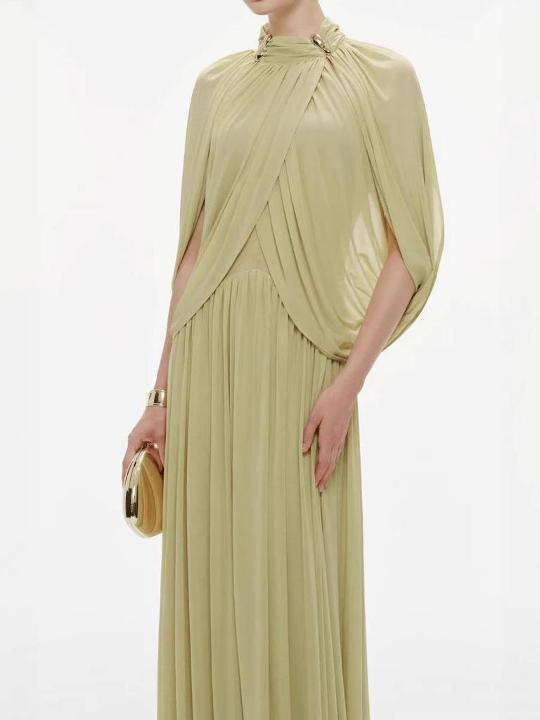 Robe de soirée élégante à manches chauve-souris ajustée pour femmes européennes et américaines