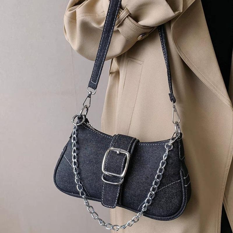 Premium Feeling Cowboy Canvas Bag Women 2025 New Hundred Chain Armpit Shoulder Bag
